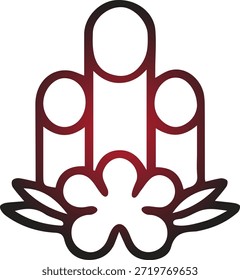 A stylized design featuring a floral emblem with rounded rectangular elements and a blossom base on transparent background high-quality professional