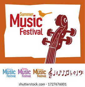 
Stylized detail of musical instrument with music elements