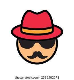 Stylized Detective Emoji with Red Hat