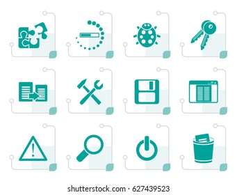 Stylized developer, programming and application icons - vector icon set