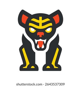 Stylized devil displays teeth intensely isolated graphic