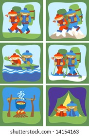 stylized different icons hikes