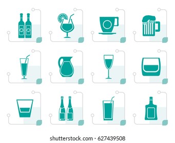 Stylized different kind of drink icons - vector icon set