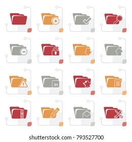 Stylized Different kind of folder icons - vector icon set