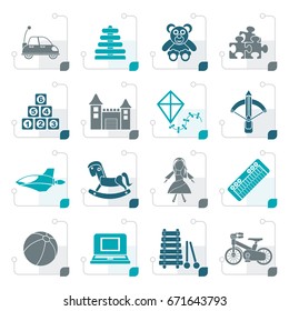 Stylized different kind of toys icons - vector icon set