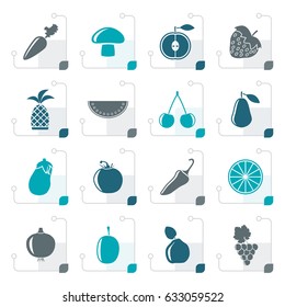 Stylized Different kinds of fruits and Vegetable icons - vector icon set