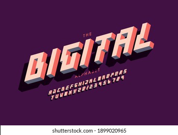 Stylized digital alphabet font vector