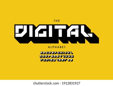 Stylized digital alphabet font vector