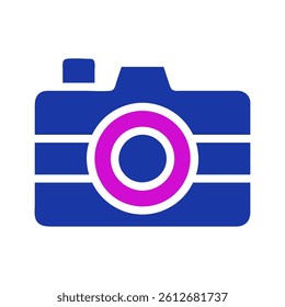 Stylized digital camera icon illustration with minimalist design aesthetics