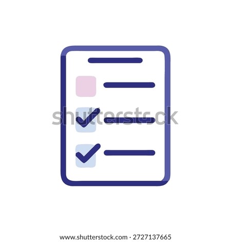 Stylized digital checklist illustration on a White Background featuring checkmarks and horizontal lines in a flat graphic style.