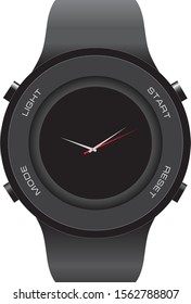 Stylized digital clock with arrows on the dial. Watches for men and women with a digital display and classic hands