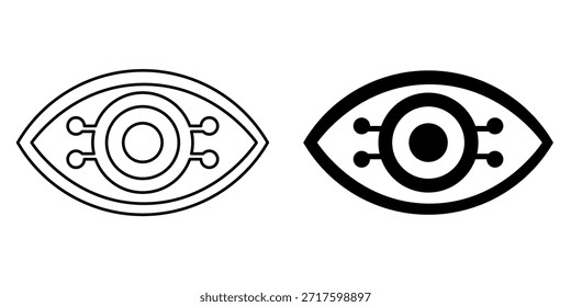 Icono estilizado de ojo digital con círculos concéntricos y Elementos circulares que representan la tecnología y la visión.