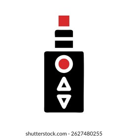 Ilustração digital estilizada retratando um cigarro eletrônico em preto e vermelho