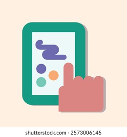 A Stylized Digital Illustration of a Touchscreen Device with a Finger Interacting with it