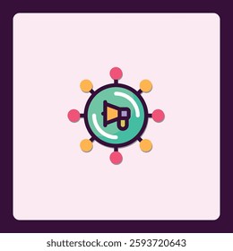 Stylized Digital Outreach Icon Depicting Networked Communication Strategy