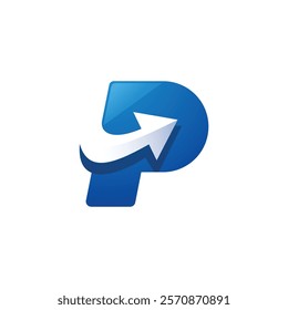 A stylized, digitally-created logo featuring the letter "P" in a vibrant, gradient blue.