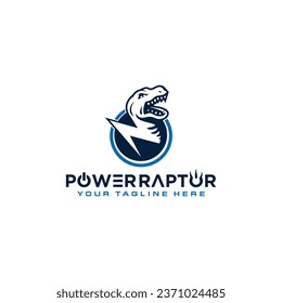 Stylized dinosaur head with lightning bolt vector illustration
