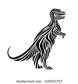 Stylized dinosaur silhouette tattoo sketch black color.