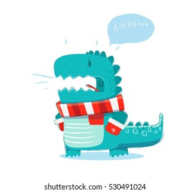 Stylized dinosaurs. Funny emotions. Vector illustration. 