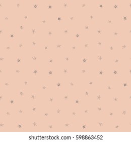 Stylized ditsy stars. Vector seamless pattern with hand drawn small stars on a neutral background.