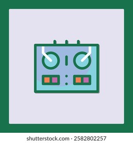 Stylized DJ Mixer Icon Design in Flat Style