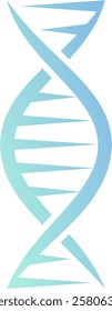 Stylized DNA double helix rotating gracefully with a blue and green gradient on a clean white background, symbolizing the intricate connections of genetics, medicine, and biology