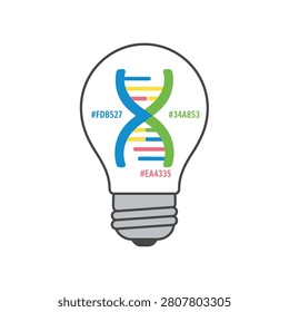 Stylized DNA helix inside a light bulb, symbolizing innovation, scientific discovery, and genetic research ideas.