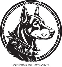 Estilizado Vector de cabeza Doberman con cuello de pico de estilo tribal