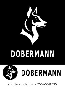 Stylized Dobermann logo design featuring sharp lines and modern aesthetics