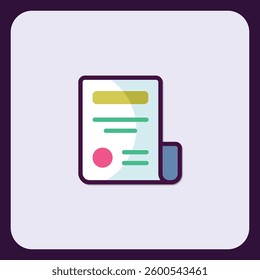 Stylized document icon with abstract symbols representing text elements