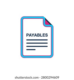 A stylized document labeled 'PAYABLES' signifies financial accounts payable management for business operations.