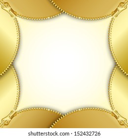 Stylized document template background made of four golden unzipped zippers
