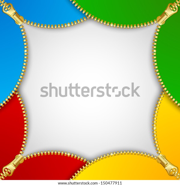 Stylized document template background made of\
four unzipped zippers
