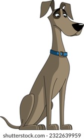 Stylized dog with blue collar sitting 
