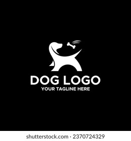 Stylized dog and bone logo design simple pet icon minimalist vector graphic illustration