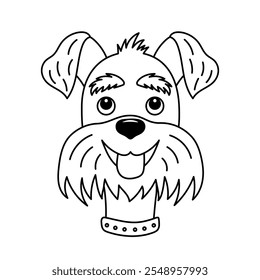 Stylized dog face. Outline drawing for coloring. Vector illustration.