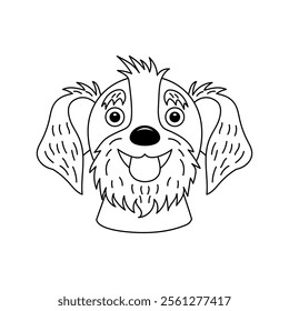 Stylized dog face. Outline drawing for coloring. Vector illustration.