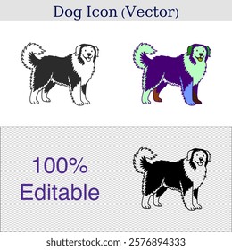 stylized dog icons with editable text layout. colorful and black and white dog icon design. modern editable dog icon illustration.
