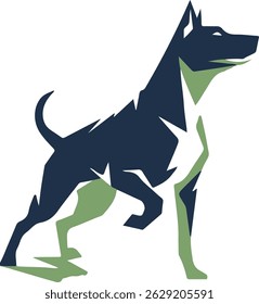  Stylized Dog Logo in Blue and Green