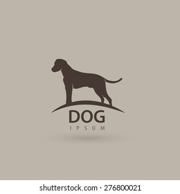 Stylized dog logo design. Artistic animal silhouette. Vector illustration.