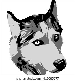 stylized dog portrait In black and white