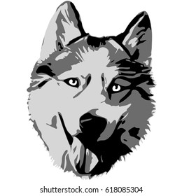 stylized dog portrait In black and white