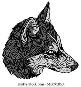 stylized dog portrait In black and white