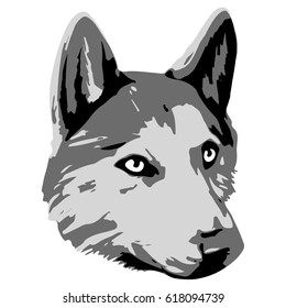 stylized dog portrait In black and white