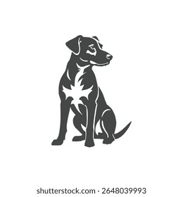 Stylized Dog Silhouette Illustration Sitting Pet Vector for Logo or T-Shirt Design