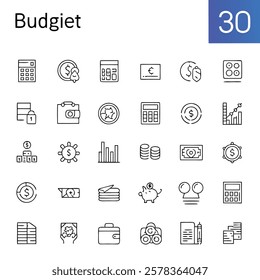 A stylized dollar symbol ($), representing money, income, or expenses. This icon is commonly used to show financial figures, budget categories, or overall financial amounts in budgeting systems.