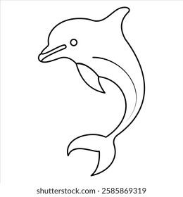 Stylized Dolphin Line Art Ocean Elegance