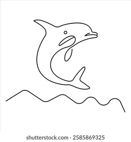 Stylized Dolphin Line Art Ocean Elegance