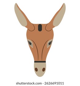 Cabeça de burro estilizada. Máscara animal da Grécia Antiga. Ilustração isolada de vetor.