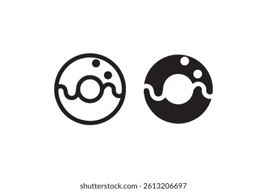 Stylized donut icon in outline and solid Vector